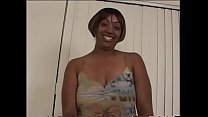 Mature black woman with big breasts makes a blowjob and swallows cum